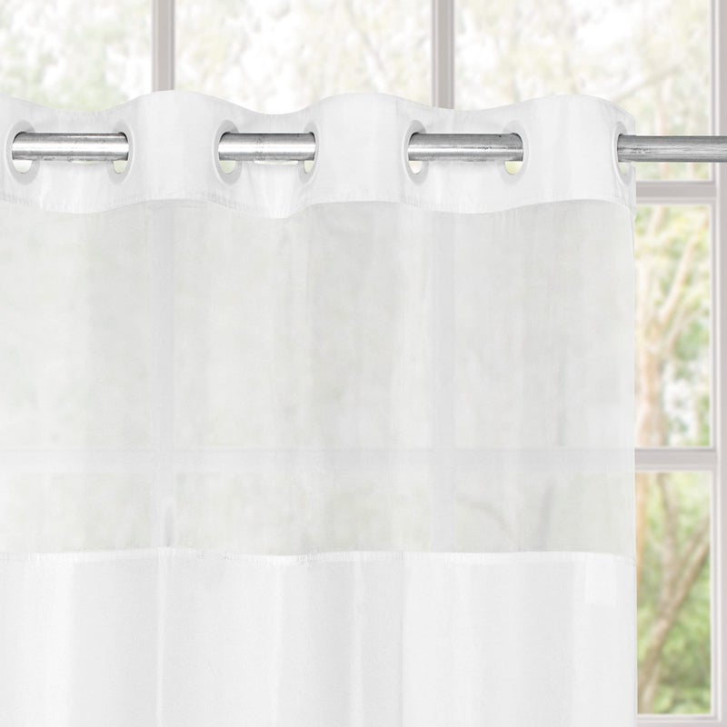 River Dream Modern Hotel Grade No Hooks Needed Shower Curtain with Snap in Liner White Standard-71 x 74" - Image 2